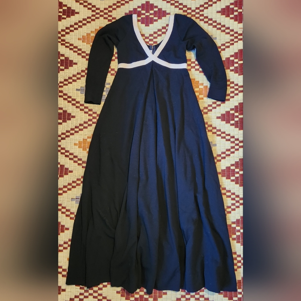 Rudi Gernreich VINTAGE L/S Sweater Dress. Sz 6. Black/Cream.